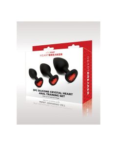 WhipSmart Heartbreaker 3 pc Crystal Heart Anal Training Set - Black/Red