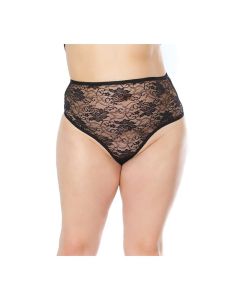 Stretch Lace High Waist Thong Black OS/XL