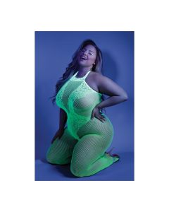 Glow Black Light Crotchless Bodystocking QN