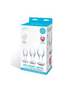 Glas 3 pc Heart Jewel Glass Anal Training Kit