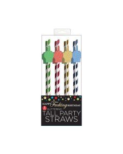 Happy Fucking Birthday Tall Straws - Pack of 8