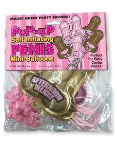 Pop Up Self Inflating Penis Mini Balloons - Pack of 6