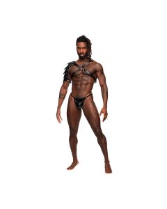 Aquarius PU Leather Chest Harness w/Half Sleeve Black O/S