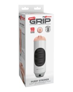 PDX Extreme Mega Grip Squeezable Vibrating Strokers - Pussy