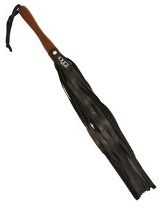Rouge Leather Flogger w/Wooden Handle - Black