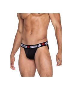 Heartbreaker Jockstrap w/Contoured Pouch & Elastic Rear Straps Black/Red