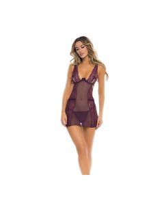 Rene Rofe Sneak Peak Chemise & G-String Purple