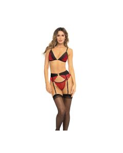 Rene Rofe Underneath It All Bra, Garter Belt & G-String Red