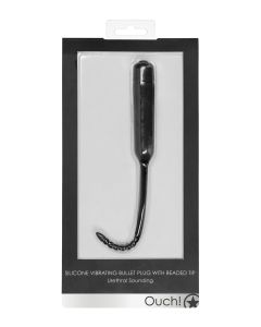 Shots Ouch Urethral Sounding Silicone Vibrating Bullet Plug w/Beaded Tip