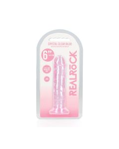 Shots RealRock Clear Straight Dildo w/Suction Cup - Pink