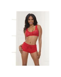 Knit Bralette & Cheeky Shorts Flame Scarlet