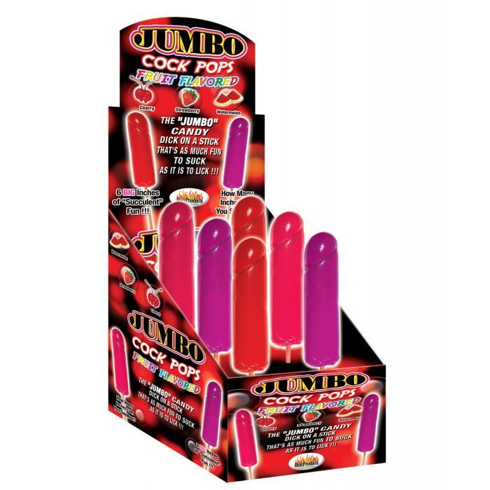 Jumbo Fruit Flavor Cock  Pops - Display of 6
