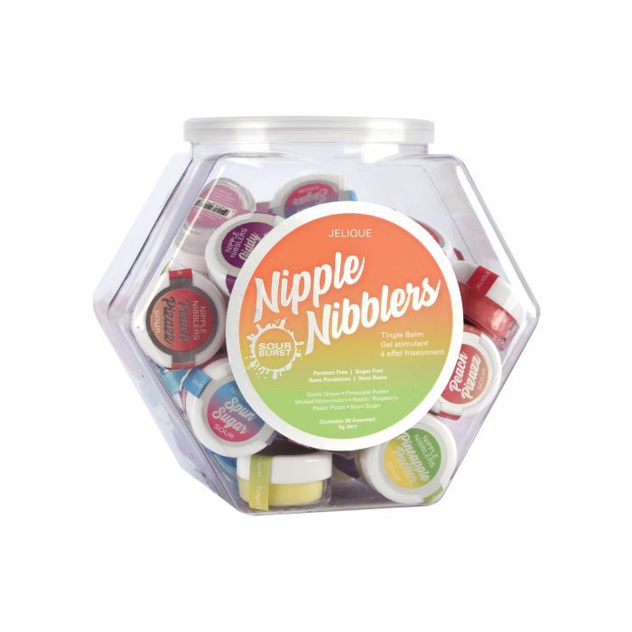 Jelique Nipple Nibbler Sour Balm Fishbowl - Asst. Display of  36 Flavors