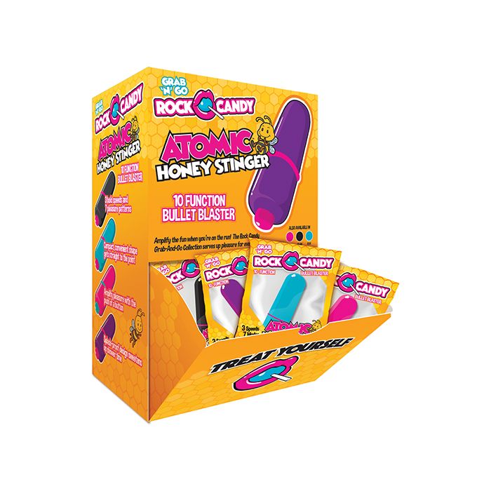 Rock Candy Atomic Honey Stinger 10 Function Bullet - Asst. Colors Display of 24