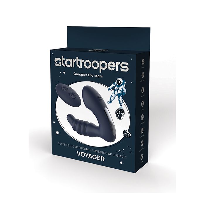 Star Troopers Voyager Beaded Strong Prostate Massager w/Remote - Black
