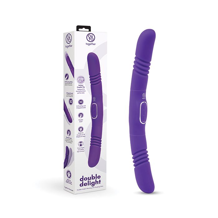 Together Double Delight Double-Ended Vibrating & Thrusting Vibrator - Purple